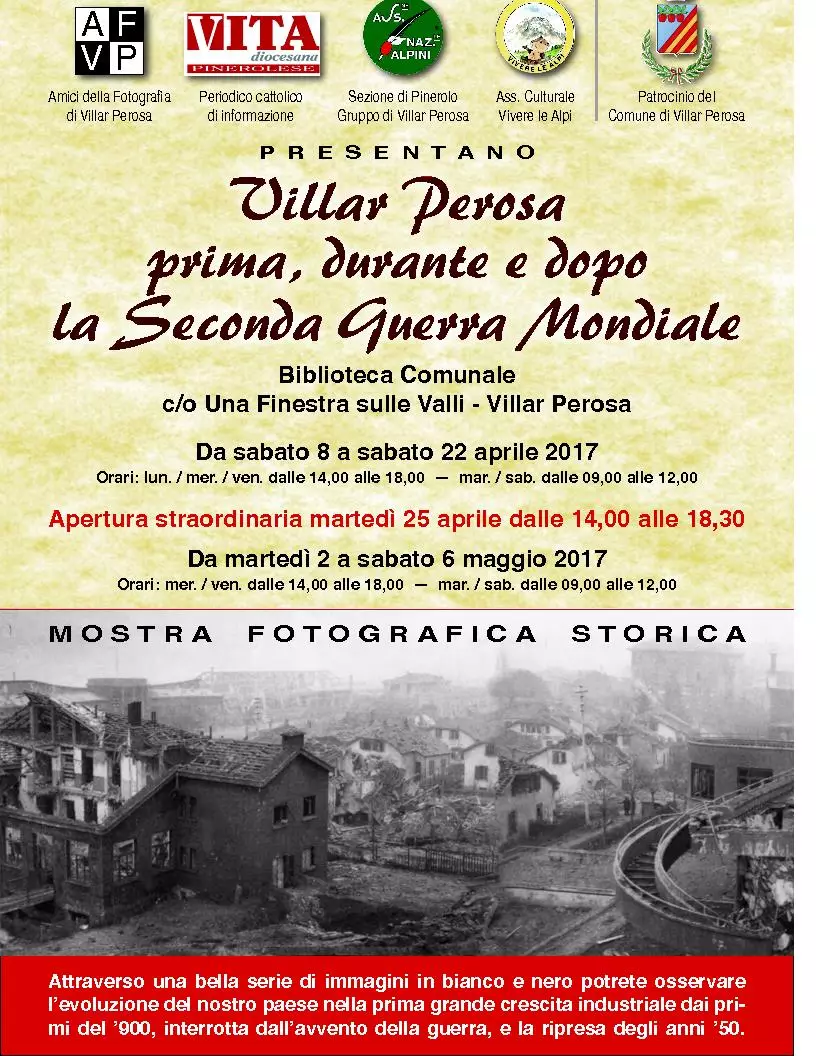 Mostra fotografica "Villar Perosa prima, durante e dopo la Seconda Guerra Mondiale"